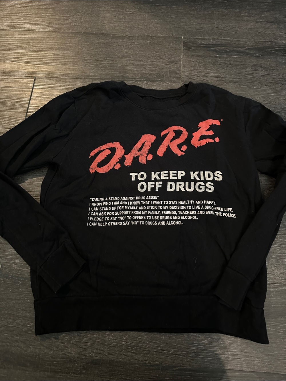 D.A.R.E. Black Long-Sleeve Crewneck Sweater